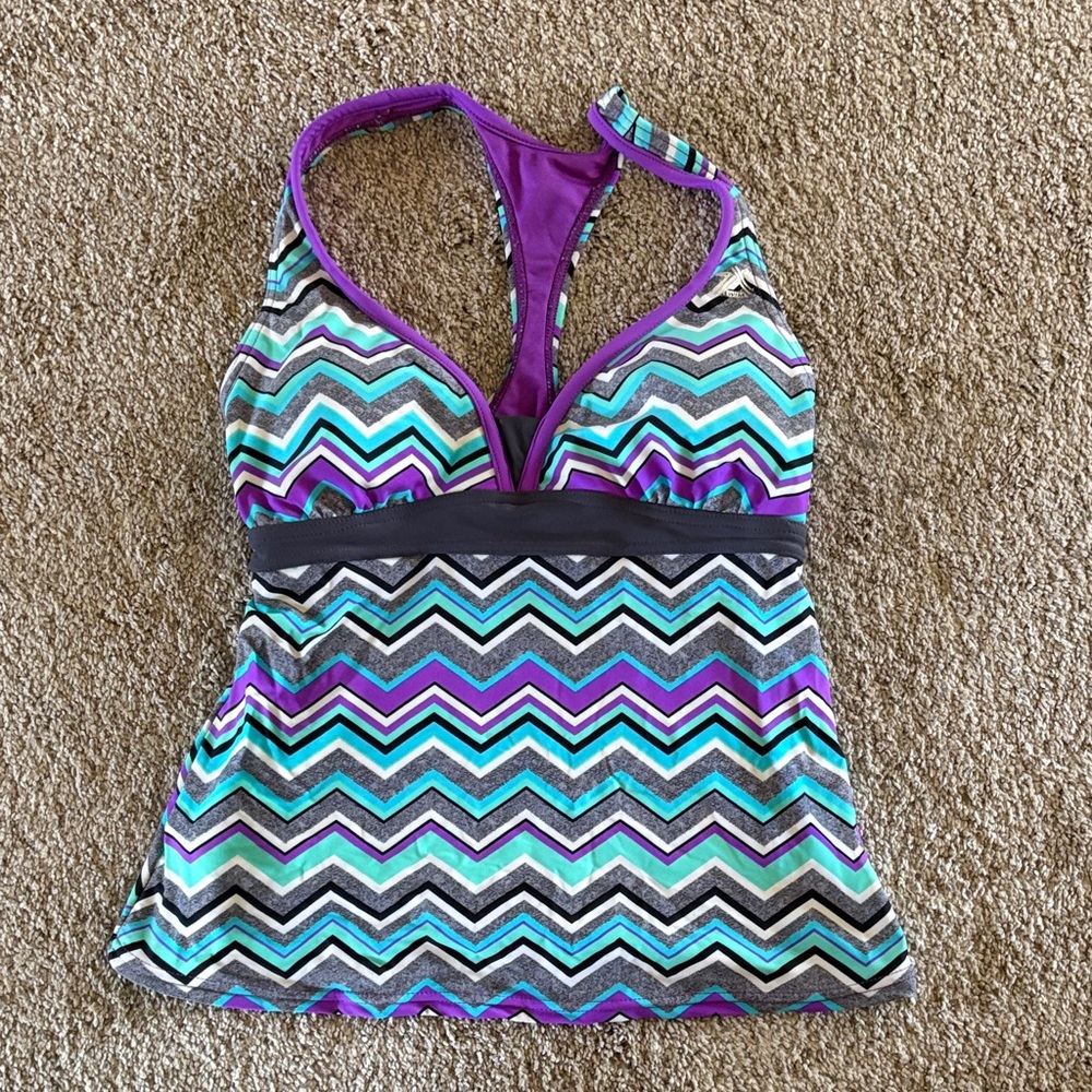 Zeroxposur Women's Purple Chevron Tankini Top - Swim